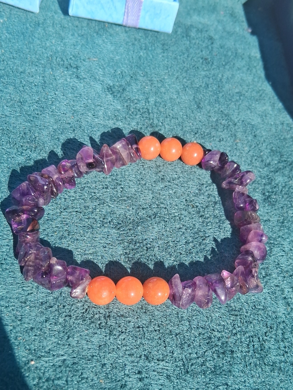 Amethyst & Carnelian Stretchy Gemstone For Big Wrist